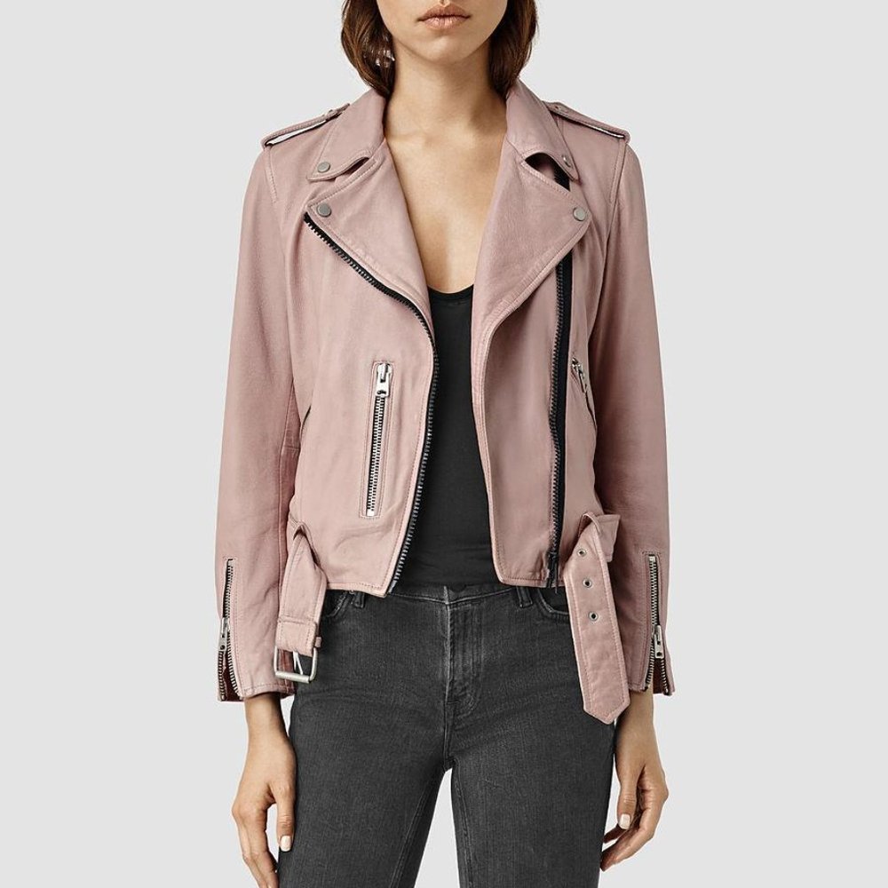 All Saints Pink Motorcycle Jacket